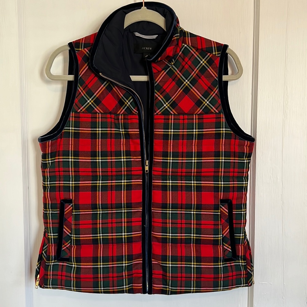 J. Crew plaid vest in size petite medium.